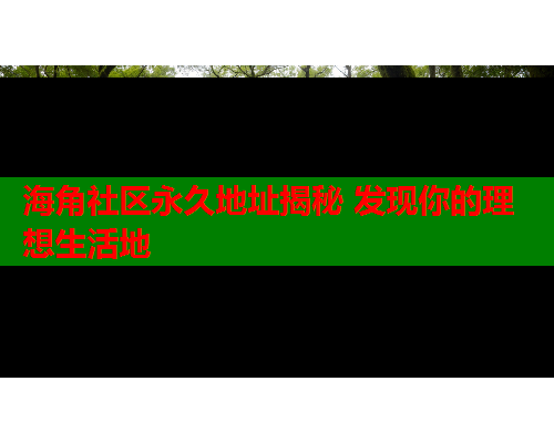 海角社区永久地址揭秘 发现你的理想生活地